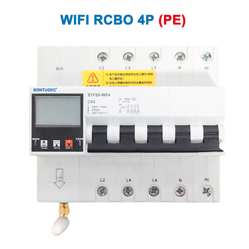 WiFi STFS5-63 Սերիան Multi Funcational Iot Խելացի RCBO Խելացի անջատիչ